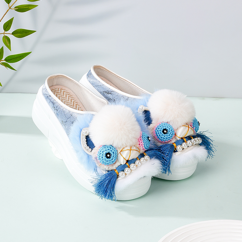 原创设计师虎头包头拖鞋女半拖