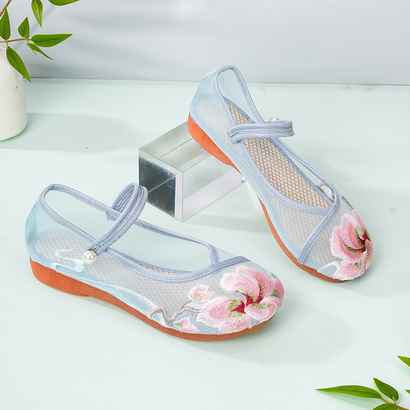 2025老北京布鞋女夏季清凉透气旗袍鞋平底一字汉服鞋网纱绣花女鞋,女鞋,传统布鞋,淘宝优惠券,粉丝福利购,淘宝优惠卷