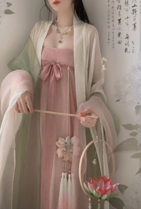 原创汉服女【胭脂】唐制诃子裙大袖披帛三件套超仙飘逸轻薄夏款