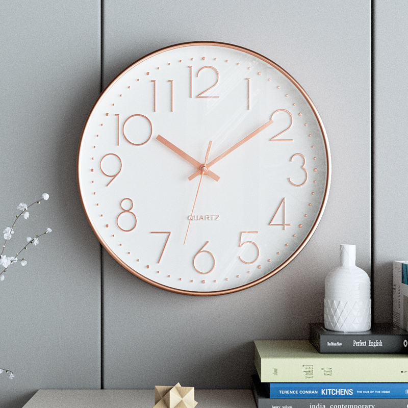 钟表客厅挂钟简约现代时钟挂墙家用时尚小清新卧室静音石英钟挂式