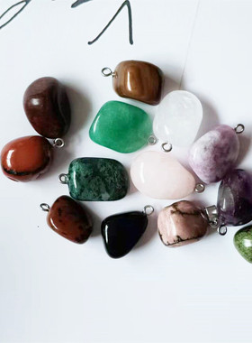 跨境新品天然精美不定形不规则小石头吊坠混色半宝石吊坠男女通用