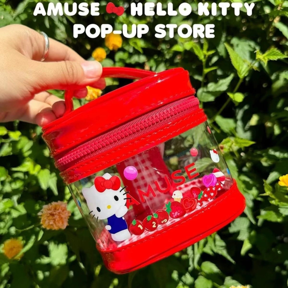 张元英同款hello Kitty便携彩妆包化妆包水桶高颜值