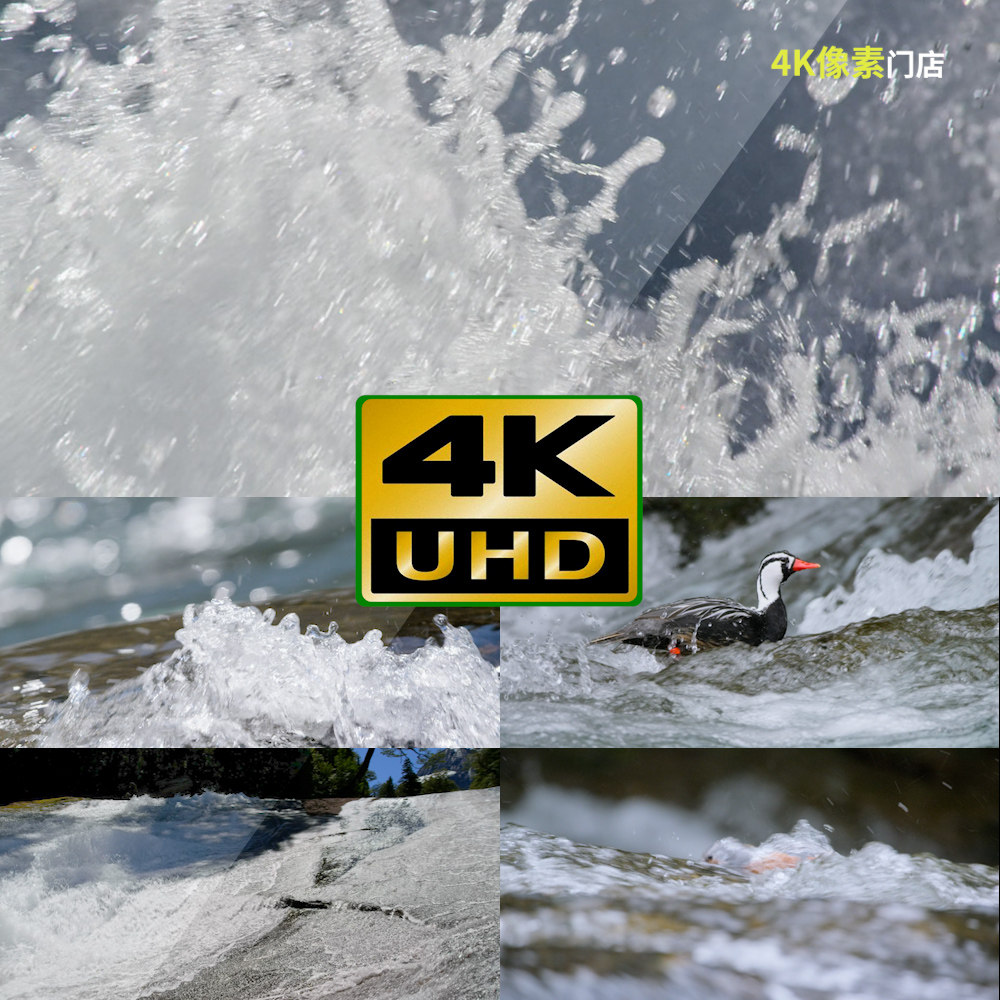 537-4k视频素材-河流河水溪水清澈流动自然干净生态生物雨季