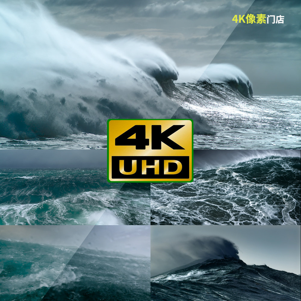 100-4k视频素材-海浪温海洋融化自然之美景冬天极地气候气候变化