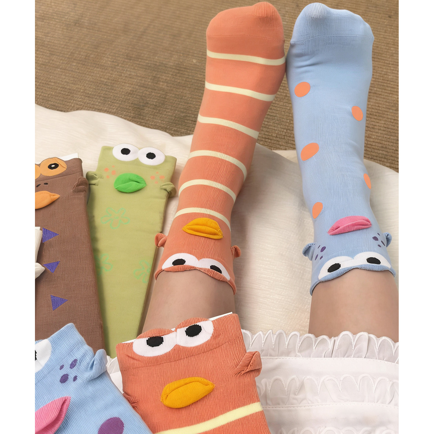 袜子女2026新款搞怪丑萌可爱小丑鱼女士春夏薄款月子袜学生袜纯棉