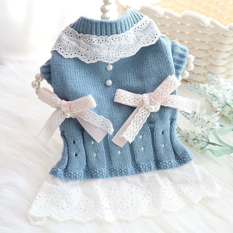 狗狗衣服泰迪比熊博美雪纳瑞幼犬淑女公主毛衣连衣裙子秋冬款毛衣
