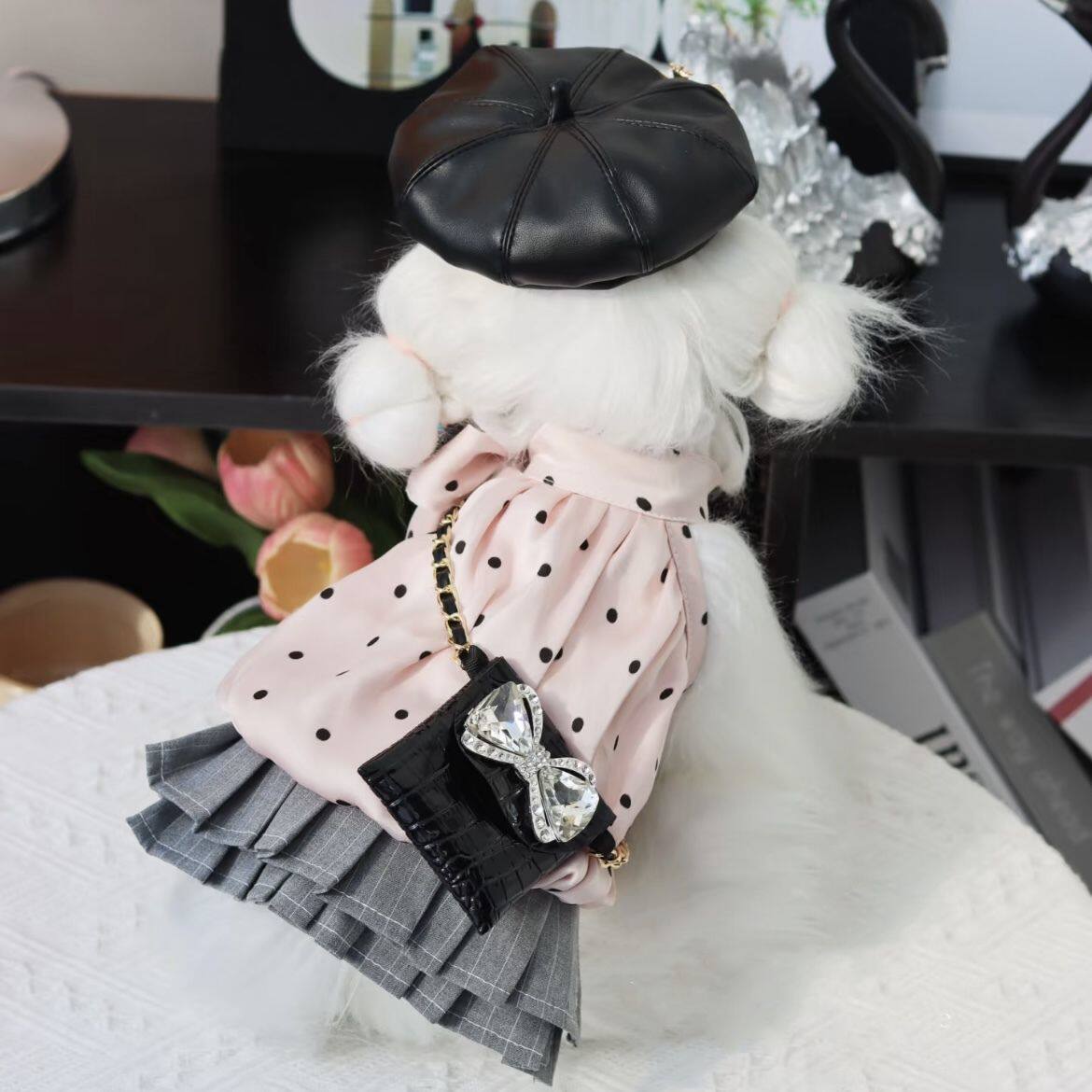 狗狗猫咪连衣裙春夏薄款宠物衣服透气花边波点裙防掉毛可爱ins风