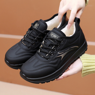 棉靴加厚绵羊毛一脚蹬雪地靴 女皮面防水妈妈鞋 2025冬季 老北京棉鞋