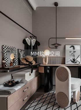 简约现代样板间女孩房主题软装摆件少女房帽子鞋镜子收纳盒装饰品