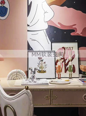 现代样板房间儿童房装饰画摆件女孩房书桌面饰品组合绘画主题创意
