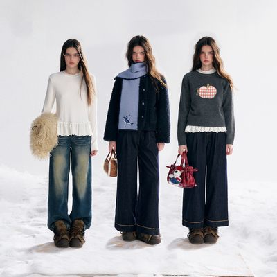 【所有女生的衣橱直播间】IHDXD围巾毛绒外套/毛衣/打底衫/牛仔裤