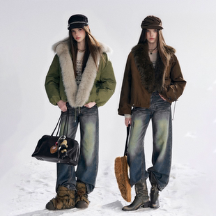 【所有女生的衣橱直播间】IHDXD复古绿毛领外套/咖色外套/牛仔裤