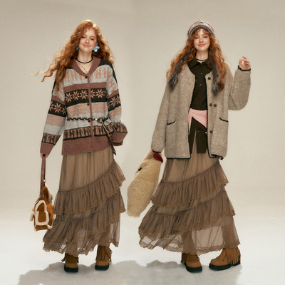 【所有女生的衣橱直播间】IHDXD雪花毛衣/斜襟毛衣开衫/蛋糕裙