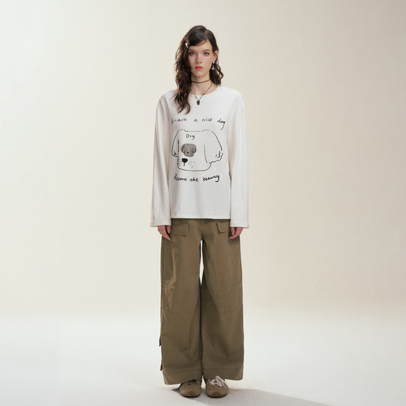 【现货】IHDXD 卡其工装裤阔腿有型高腰2026年夏季新款工装裤女款