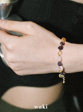 waki 琥珀黑加仑 Amber Blackcurrant 天然石透明感串珠手链