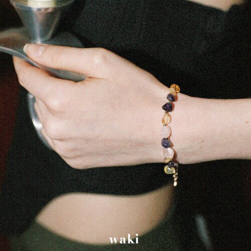 waki 琥珀黑加仑 Amber Blackcurrant 天然石透明感串珠手链
