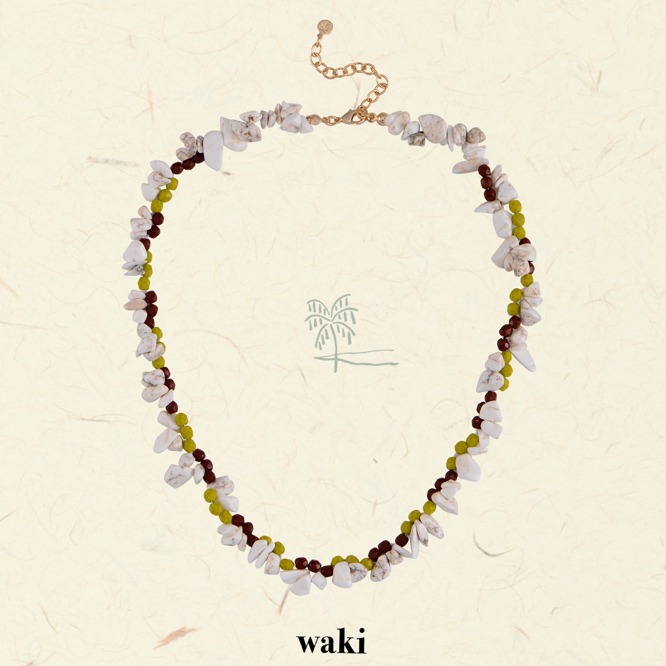 waki 菠萝啤酒花 Pineapple Hops 立体清新感天然石串珠项链百搭