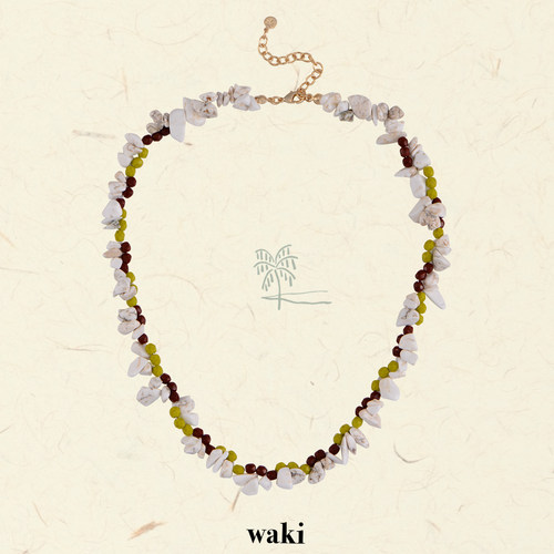 waki 菠萝啤酒花 Pineapple Hops 立体清新感天然石串珠项链百搭