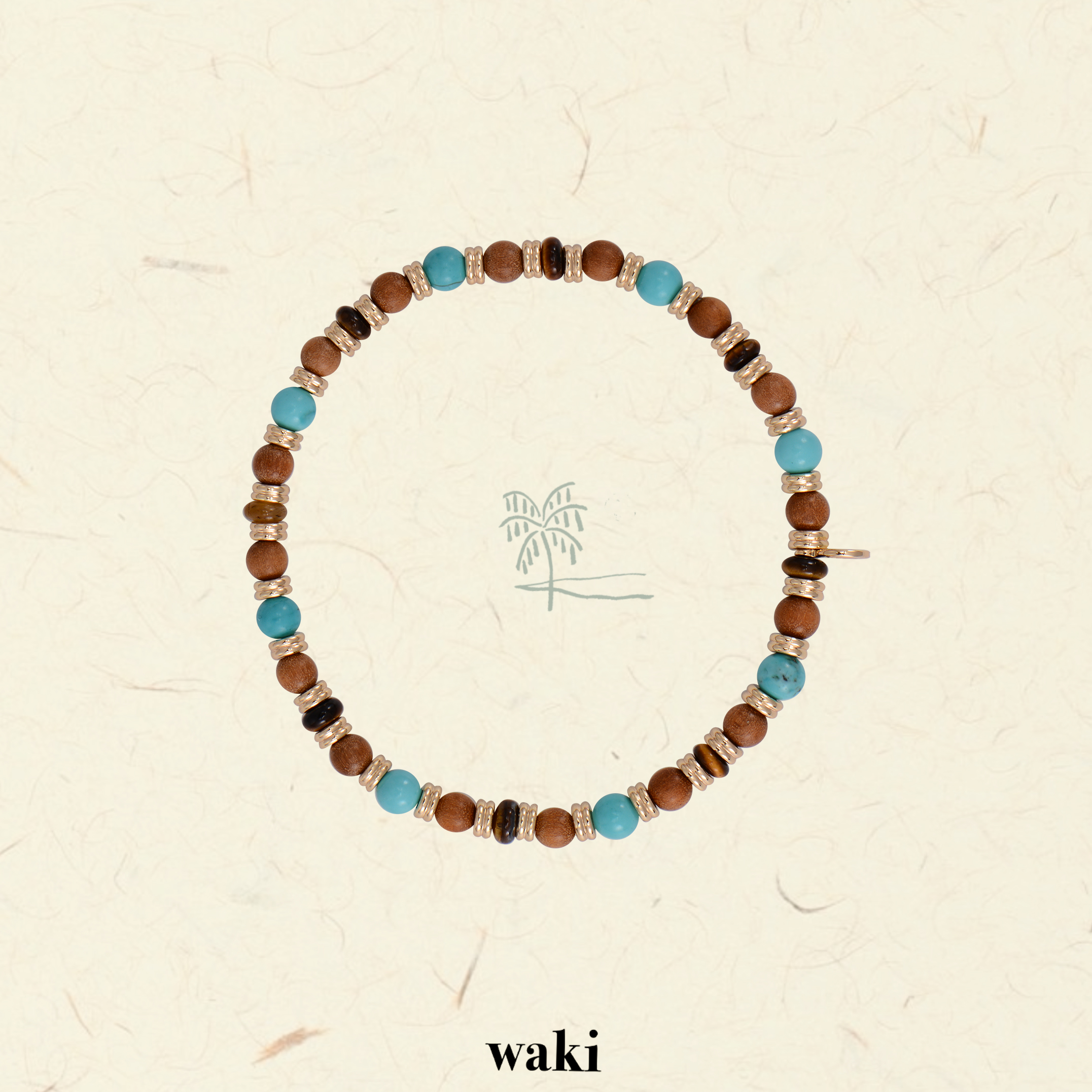 waki 巴厘系列檀木珠红玛瑙虎眼石弹力手串 两色