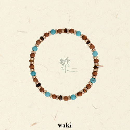 waki 巴厘系列檀木珠红玛瑙虎眼石弹力手串 两色