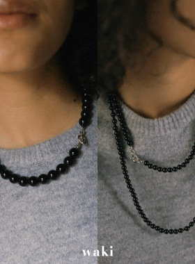 waki 黑玛瑙系列 黑玛瑙舞步/双层黑玛瑙 叠戴秋冬款串珠项链