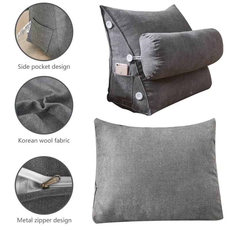 简约韩国绒床头毛绒三角靠背飘窗长靠枕沙发大靠垫拉链可拆洗抱枕