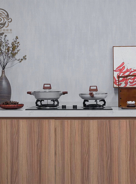 新中式样板间厨房摆件竹食盒装饰品软装仿真炉锅具花瓶果篮组合