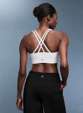 新lu原厂裸感瑜伽背心女交叉美背跑步健身上衣高强度防震运动内衣