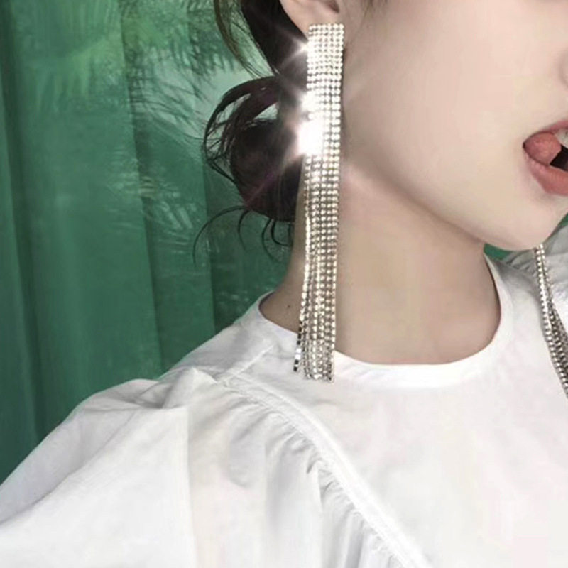 法国coopkoop欧美长款水钻流苏耳环耳坠 耳环耳坠女