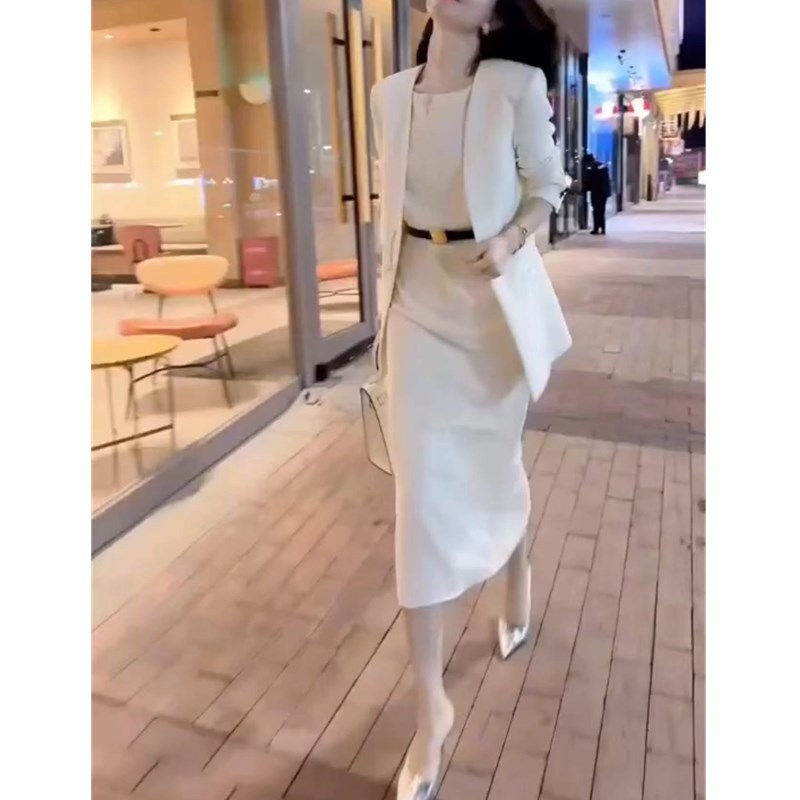 法国coopkoop新款时尚ol套装裙西装外套+连衣裙两件套女装
