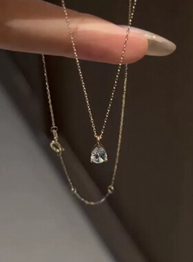 法国coopkoops925通体银水滴吊坠项链气质经典极简风锁骨链颈链