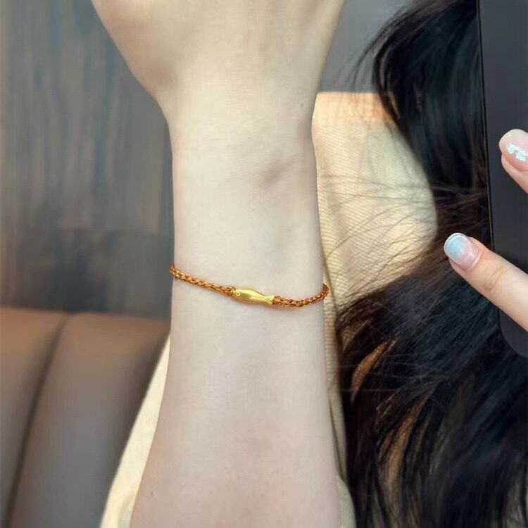 法国coopkoops925银小金鱼手链女小黄鱼锦鲤转运珠编织红绳简约