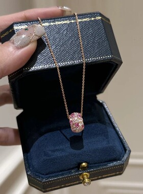 法国coopkoops925银vintage中古风玫瑰庄园满钻项链别致吊坠气质