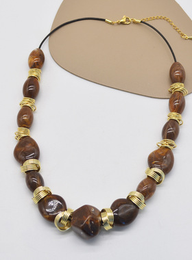 法国CoopKoop欧美美拉德树脂交错圆圈项链时尚复古高级感锁骨