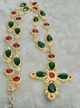 法国coopkoop巴洛克中世纪古董风情  彩色宝石毛衣链项链 女