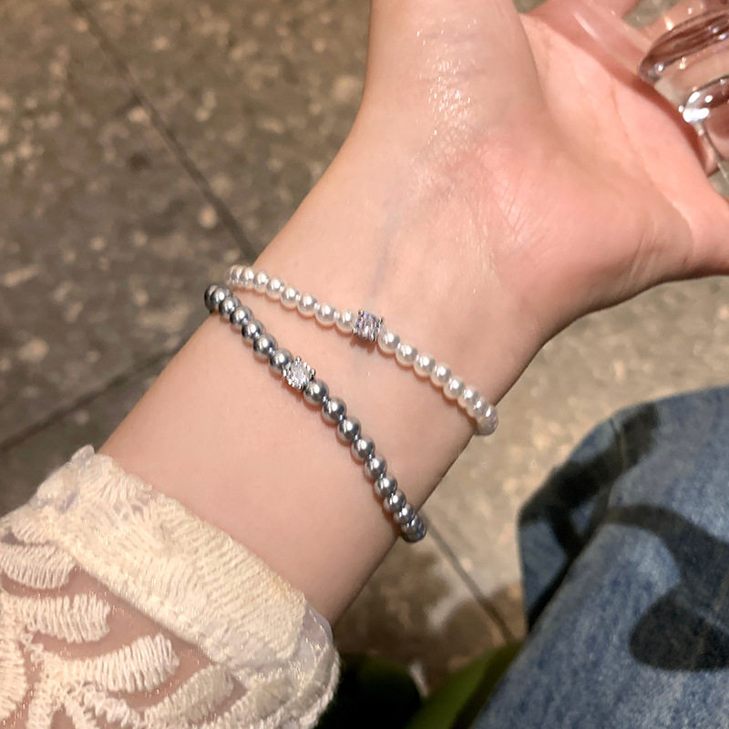 法国coopkoop博主珍珠锆石手链女生小众设计感细款手饰百搭闺蜜