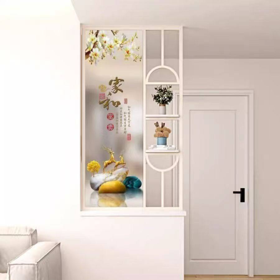 半墙隔板现代艺术简约洗漱台卫生间客厅餐厅玻璃隔断遮挡屏风