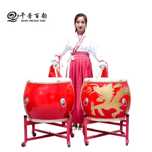 中国红威风锣鼓成人鼓战鼓龙鼓演出堂鼓红鼓牛皮大鼓
