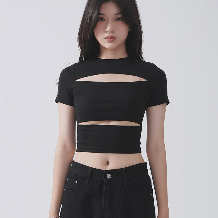 夏季美式圆领百搭上衣