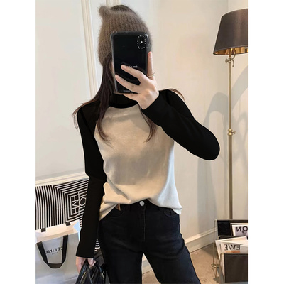 高领双面德绒打底衫女2025新款秋冬可外穿插肩袖内搭高级感上衣