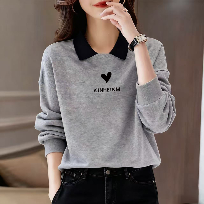 Polo领秋冬季2025年新款假两件加绒女生卫衣上衣宽松时尚穿搭爆款