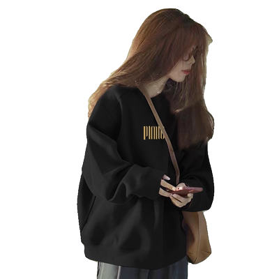 纯色圆领卫衣女2025秋冬季新款加绒加厚保暖无帽套头打底上衣外穿