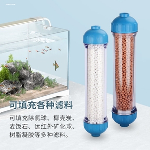 净水器滤芯小T33壳透明直管滤料瓶硅磷晶活性炭滤桶水族DIY填充瓶
