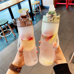 塑料杯子男韩版 大容量带吸管杯女可爱韩国清新简约原宿个性 水杯夏