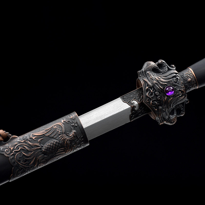 龙泉市刀剑工艺品花纹钢一体乌木宝剑防身传统手工锻打唐剑未开刃,金属材料及制品,其他金属制品,淘宝优惠券,粉丝福利购,淘宝优惠卷