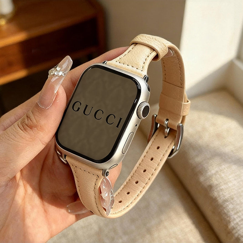 适用苹果手表表带S11/10小蛮腰牛皮iwatch9applewatch新款秋冬s8/s7真皮表带8/7/6/5/se3女士款复古牛皮腕带