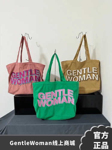 【官方正品】泰国GentleWoman小众灯芯绒字母帆布单肩通勤托特包