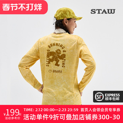 STAW世拓主题印花“SOSO”跑步长袖T恤男抗菌训练运动IP速干衣女T