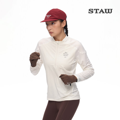 STAW世拓10度御风抓绒跑步长袖T恤抗菌防风马拉松健身运动速干衣