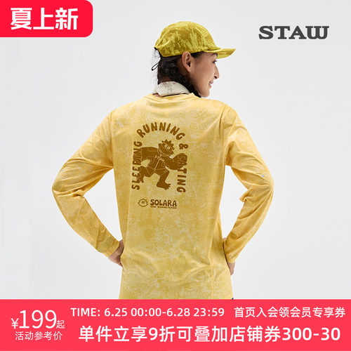 STAW世拓主题印花“SOSO”跑步长袖T恤男抗菌训练运动IP速干衣女T